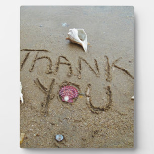 Plaque Photo Thank you in the sand shells & beach