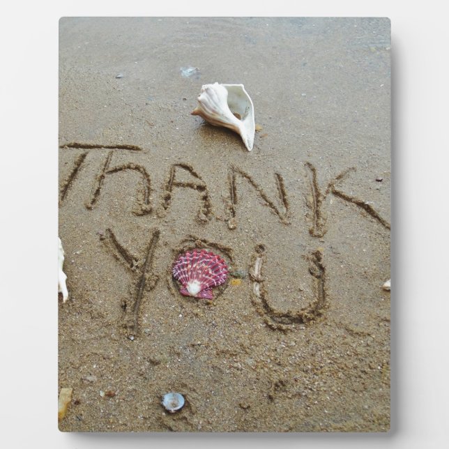 Plaque Photo Thank you in the sand shells & beach (Devant)