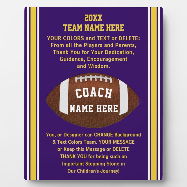 Plaque Photo Thank You Venin pour Foot Coaches Purple, or (Devant)