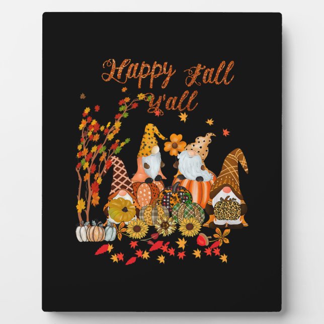 Plaque Photo Thanksgiving Happy Fall Yall Gnome Leopard (Devant)