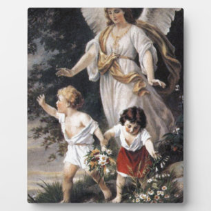Plaque Photo The Guardian Angel and Children, peinture Vintage.