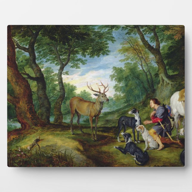 Plaque Photo The Vision of St. Hubert, c.1620 (huile sur pannea (Devant)