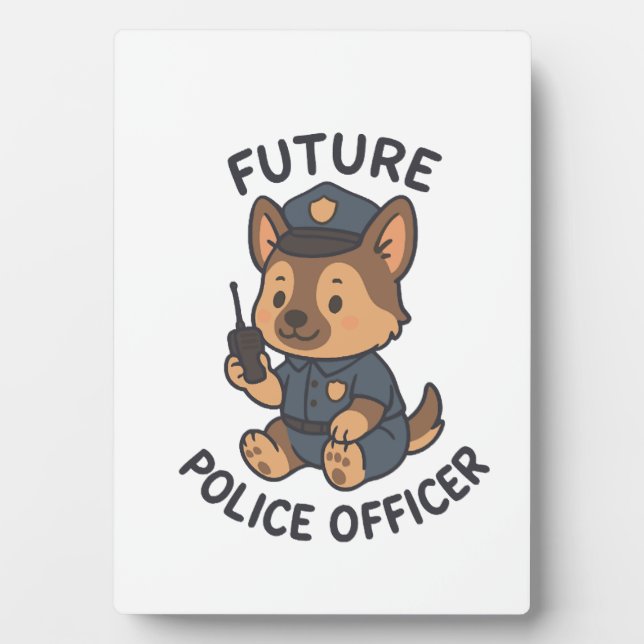 Plaque Photo Thème de futur policier de chien mignon (Devant)
