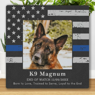 Plaque Photo Thin Blue Line - Police Dog Photo de l'officier K9