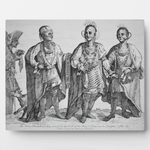 Plaque Photo Three American Cherokee Chiefs, 1762 (gravure)
