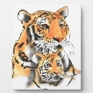Plaque Photo Tigress and Cub