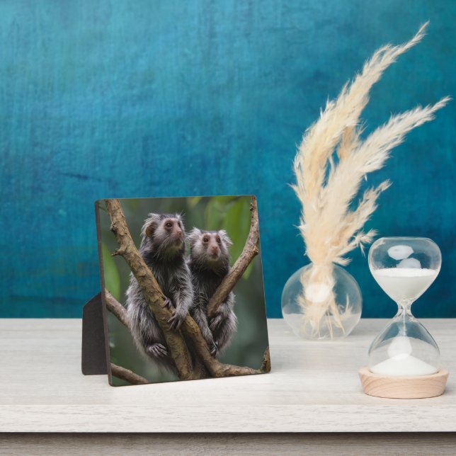 Plaque Photo Tiny Marmoset Titans Parmi les Branches, (Insitu)