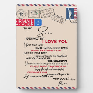 Plaque Photo To My Son Gift, Mom And Son, Love Letter To Son