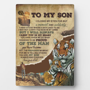 Plaque Photo To My Son Gift,Tiger Lovers,Letter To Son From Dad