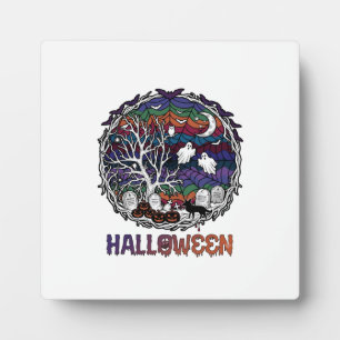 Plaque Photo Toiles d'araignée d'Halloween Arbres Fantômes Citr