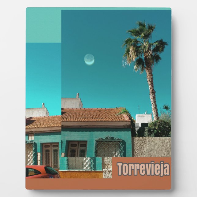 Plaque Photo Torrevieja en Orange et Turquoise (Devant)