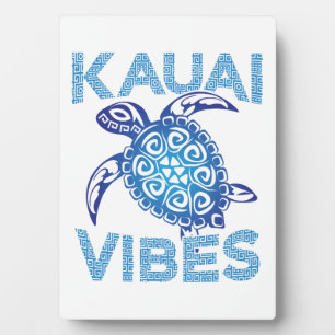 Plaque Photo Tortue de mer tribale bleue polynésienne Vibes de