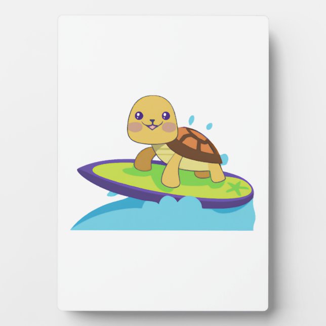 Plaque Photo Tortue sur planche de surf (Devant)