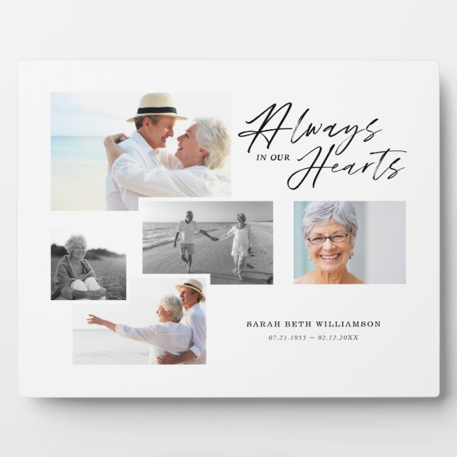 Plaque Photo Toujours dans nos cœurs Cinq Collage de photos Mém (Devant)