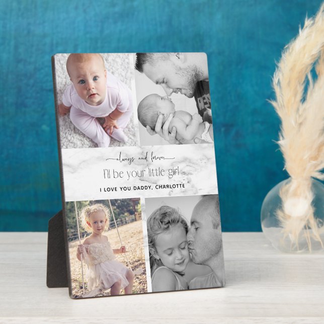 Plaque Photo Toujours et toujours votre petite fille Collage ph (Easily personalize this photo collage plaque for a Father's Day gift he'll treasure)