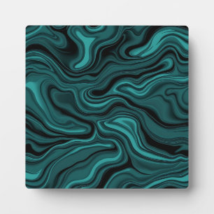 Plaque Photo Tourbillon de marbre noir sarcelle Abstrait Vague