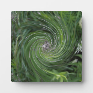 Plaque Photo Tourbillon Floral Vert Chartreuse Rétro Abstrait