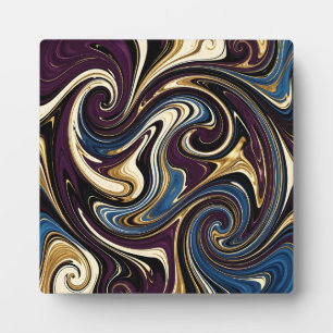Plaque Photo Tourbillon Marbré Violet Or Bleu Abstrait