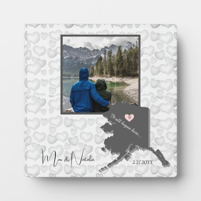 Plaque Photo Tout a commencé ici Alaska, Personnaliser photo (Devant)