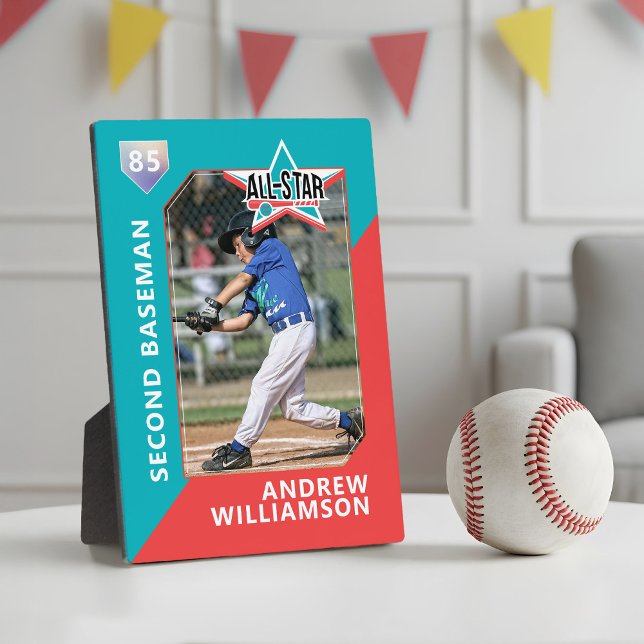 Plaque Photo Toutes les cartes de base-ball personnalisées Star (All Star Custom Baseball Card Photo Keepsake Plaque)