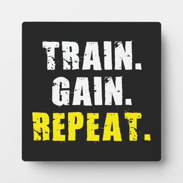 Plaque Photo TRAIN, GAIN, REPEAT - Gym Workout Motivational (Devant)