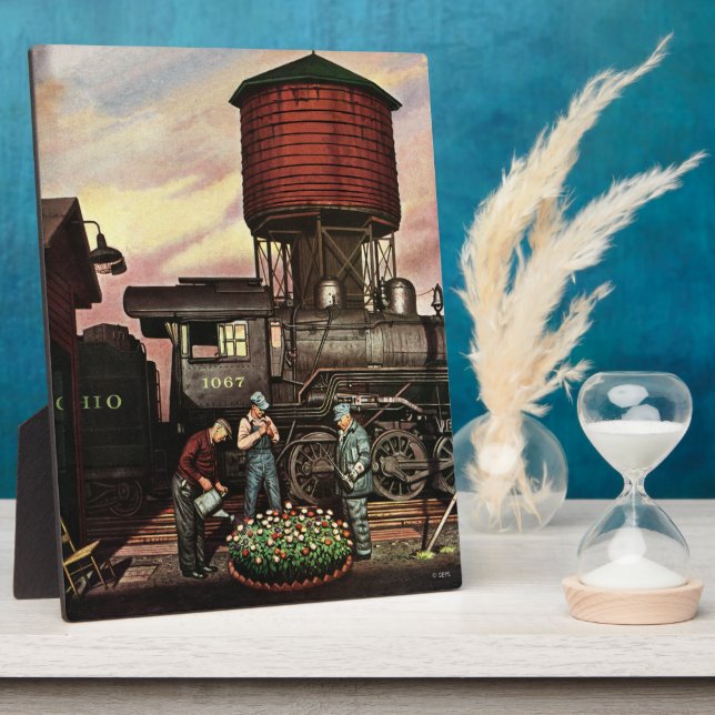 Plaque Photo Train Yard Flower Garden par Stevan Dohanos (Côté)