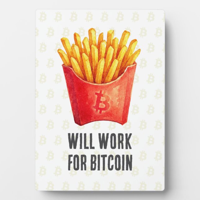 Plaque Photo Travaillerai pour Bitcoin (Devant)