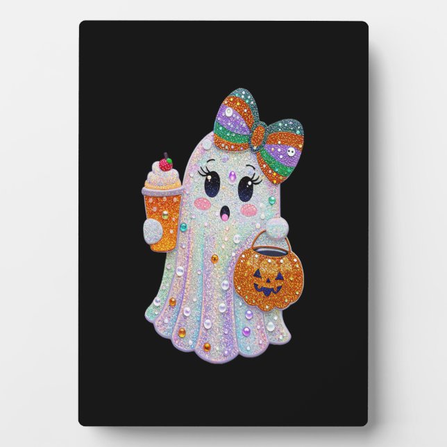 Plaque Photo Trendy Halloween Rhinestones Ghost (Devant)