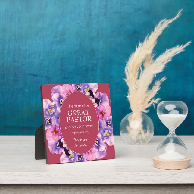 Plaque Photo Trendy MAGENTA Floral Pastor Appreciation (Insitu)