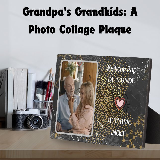 Plaque Photo Trésors intemporels : Grand-père personnalisé et p (Timeless Treasures: Personalized Grandpa & Photo Plaque)