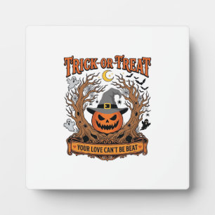 Plaque Photo Trick Or Treat Halloween Citrouille Chapeau de Sor