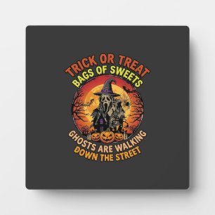 Plaque Photo Trick Or Treat Halloween Fantôme Citrouille Maison