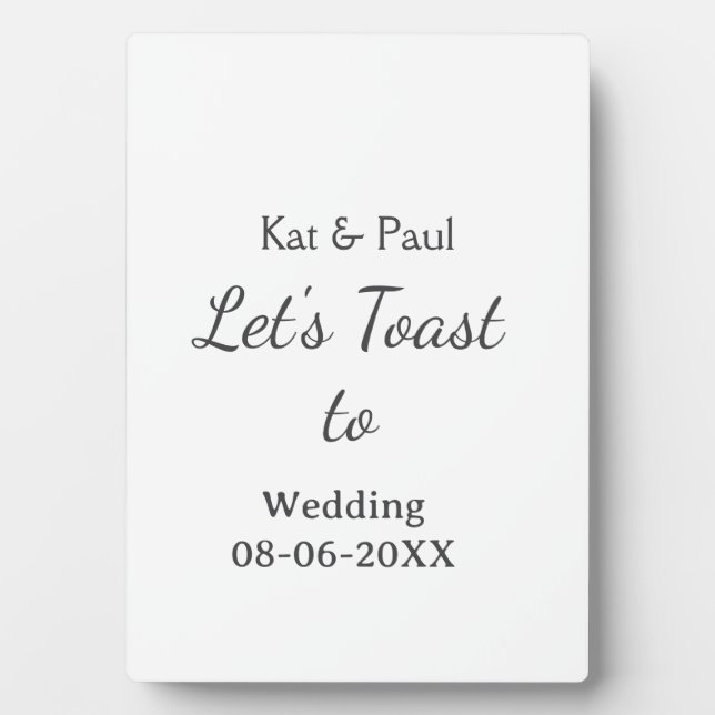 Plaque Photo Trinquons au mariage nom date couple simple (Devant)