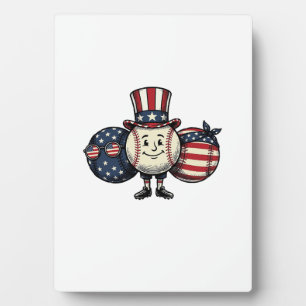Plaque Photo Trio de baseball patriotique Vintage Vector Shirt_