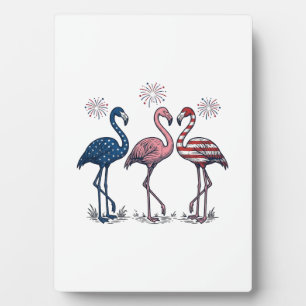 Plaque Photo Trio de flamants patriotiques dessin de gravure vi