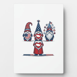 Plaque Photo Trio de gnomes patriotiques dessin vectoriel vinta