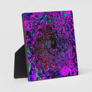 Plaque Photo Tripant Noir et Magenta Rétro Tourbillon Liquide