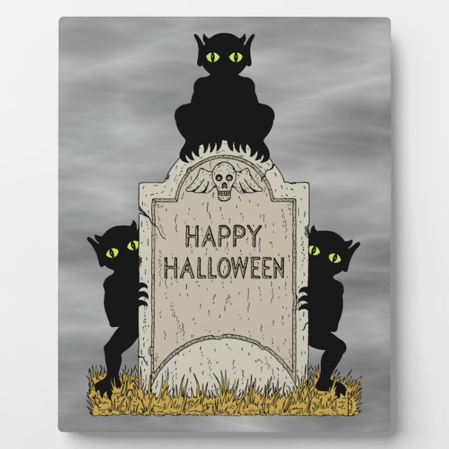 Plaque Photo Trois diablotins Joyeux Halloween (Devant)