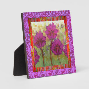 Plaque Photo Trois fleurs roses 2