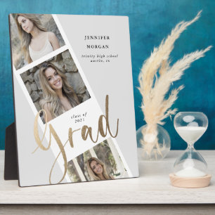 Plaque Photo trois photo or graduation photo faire-part