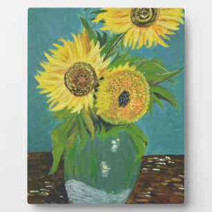 Plaque Photo Trois Tournesols dans un Vase, van Gogh