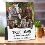 Plaque Photo True Love Custom Equestria Horse Lover 4 Photo<br><div class="desc">A la recherche d'un cadeau cool pour les amateurs de chevaux, une plaque de collage photo unique et élégante, parfaite pour les amateurs de chevaux et d'équestre. Cet article d'une grande gentillesse met en vedette l'expression "True Love is Born in a Stable" ainsi qu'un collage photo élégant pour vous permettre...</div>