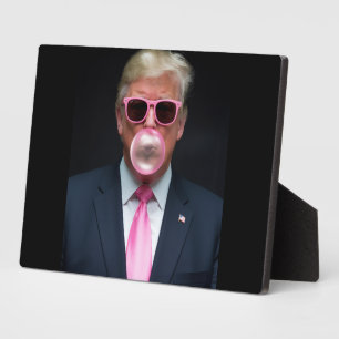 Plaque Photo Trump Bubble Gum Rose Président 47 États-Unis