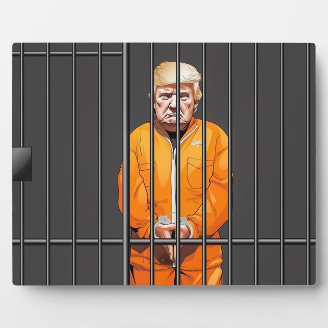 Plaque Photo Trump en prison 8x10 avec de l'Easel (Devant)