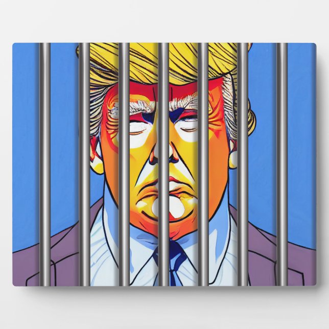 Plaque Photo Trump en prison 8x10 avec de l'Easel (Devant)