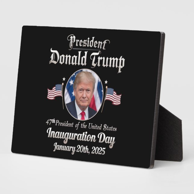 Plaque Photo Trump Inauguration Day 2025 47th USA President (Côté)