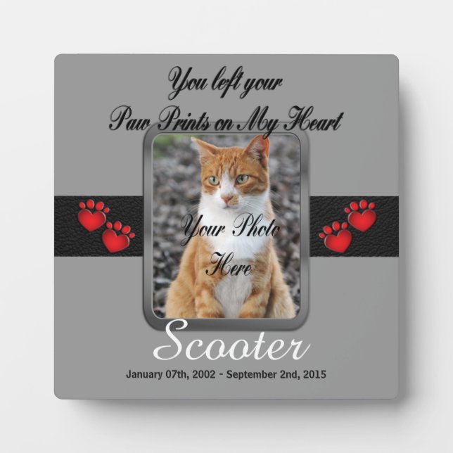 Plaque Photo Tu as laissé tes empreintes de pattes sur mon cœur (Devant)