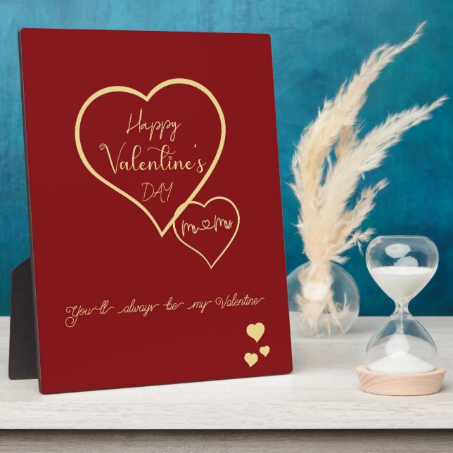 Plaque Photo Tu seras toujours mon Valentin Double Cœurs (Côté)