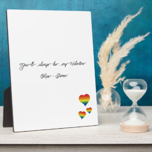Plaque Photo Tu seras toujours mon Valentin Drapeau LGBT coeurs