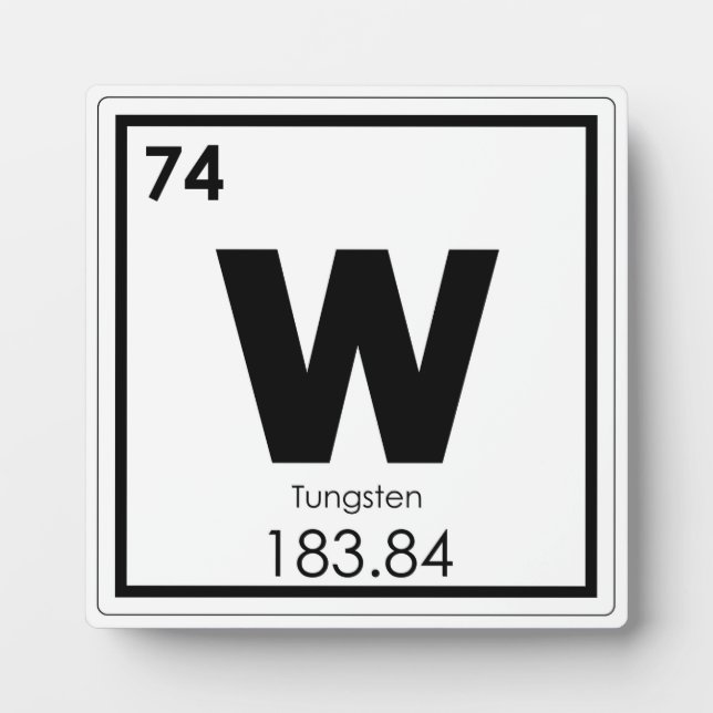 Plaque Photo Tungsten chemical element symbol chemistry formula (Devant)